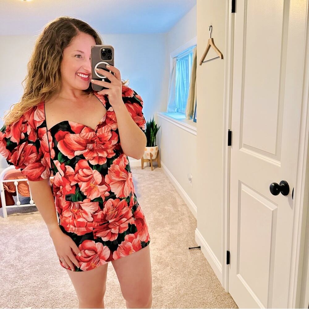 Vintage Floral Pink Rose Mini Dress & Jacket XS